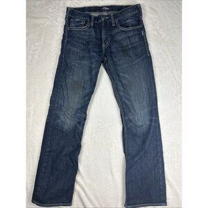 Silver Jeans Men’s Size 33 Dark Blue ZAC Selvedge Thick Stitch Faux Flap *STAIN*